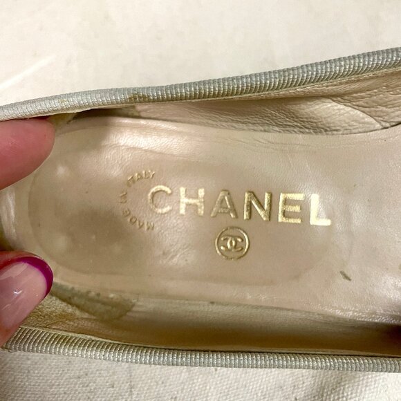 Authentic CHANEL Classic Ballet Flat Two Tone Cap Toe EU 37 - Picture 7 of 10